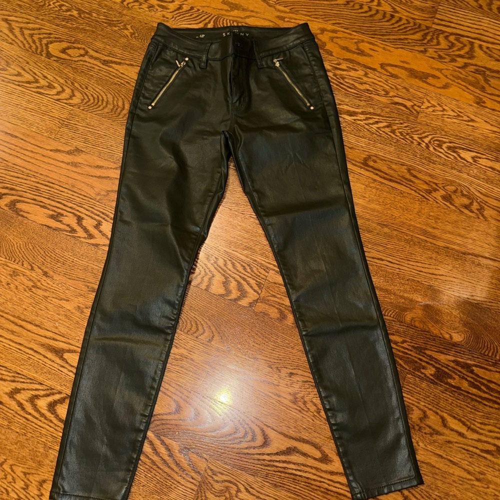 Black Leather Women Jeans